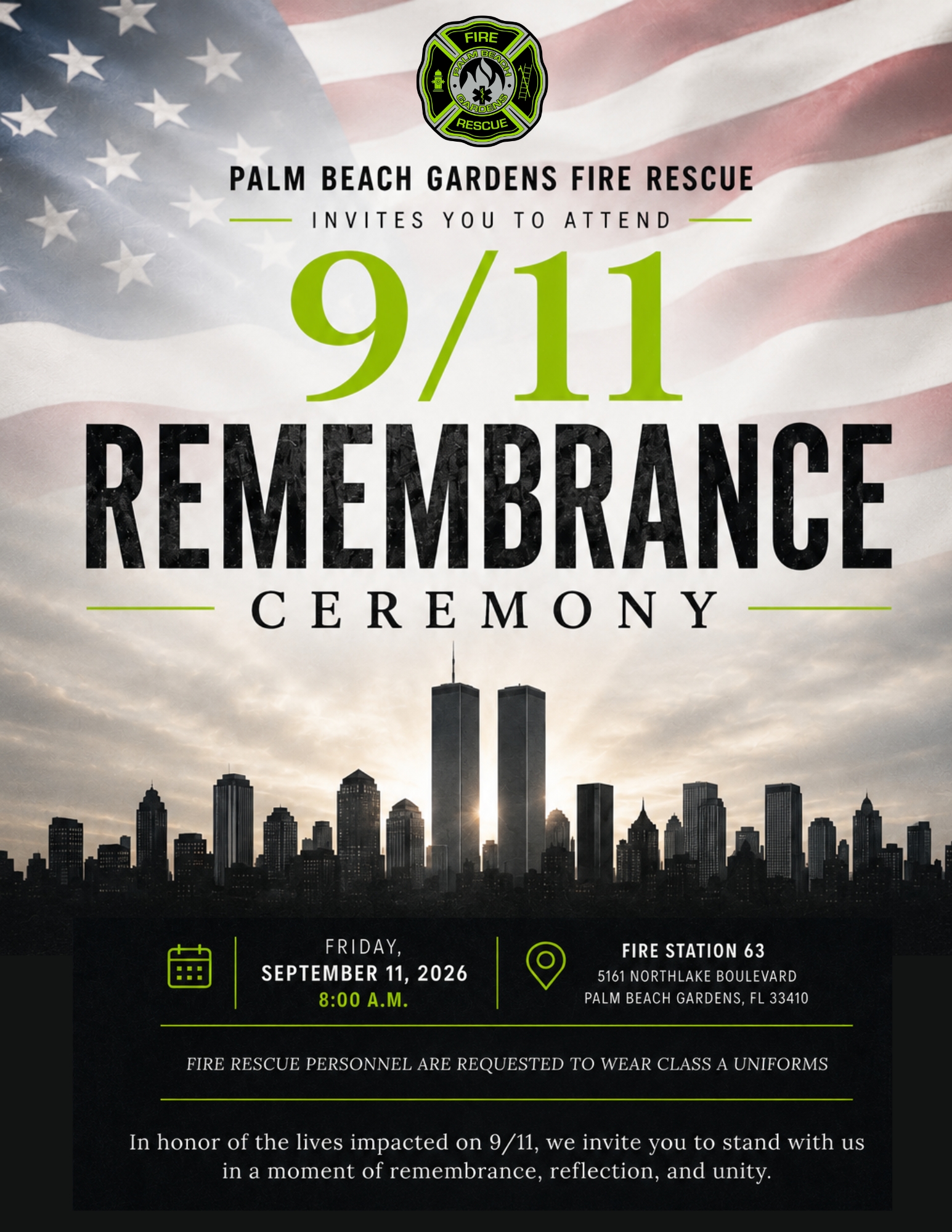 9/11 Remembrance Ceremony event flyer